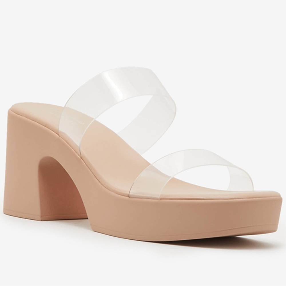 New Call It Spring Paolaa Block Heel Dual Platform Slide On Sandals Size 7.5